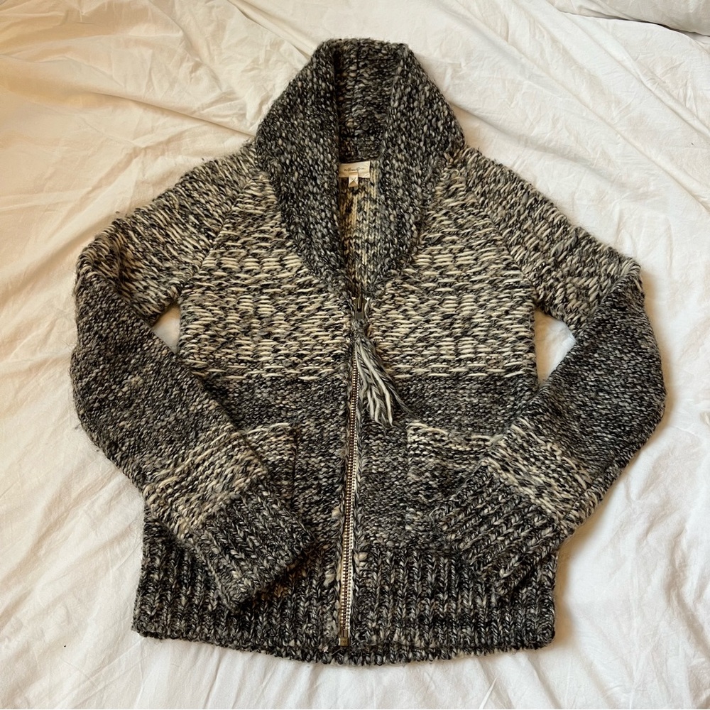 Aritzia Wilfred Free Italian Yarn Zip Sweater (Mixed Grey / S)